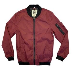 Bleu Grandeur Men's Red Windbreaker Bomber Jacket Full Zip Size S - NWT $100